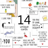 14 Pcs Funny Mini Love Notes Cards Anniversary Cards With Envelopes, For Valentines Day Him Her Husband Wife Boyfriend Girlfriend, Lunch Box Notes Card (Dlm082)