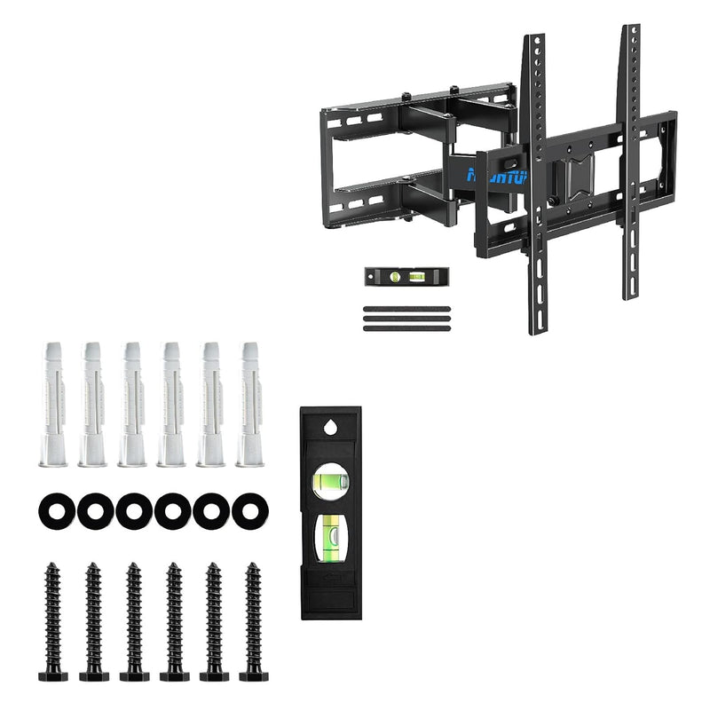 Full Motion Tv Wall Mount For 26-55 Inch Tvs & Lag Bolt Kit Bundle