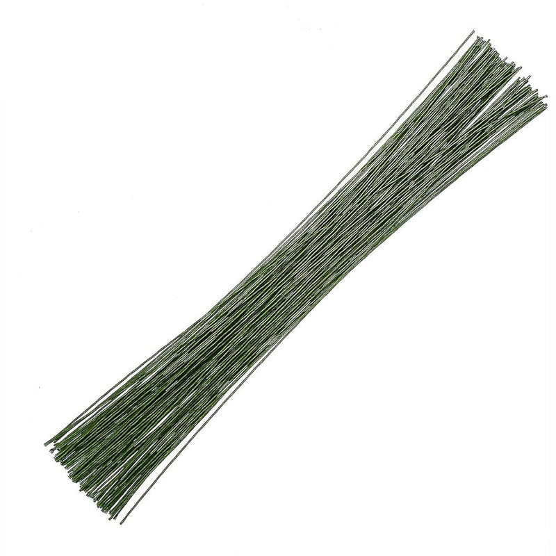 18 Gauge Dark Green Floral Paper Wrapped Wire 16 Inch, 100/Package