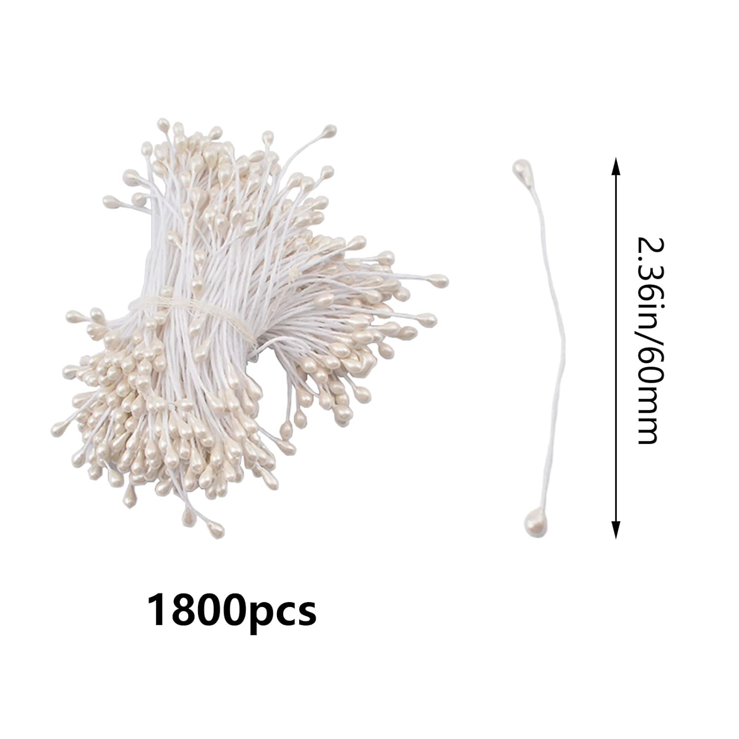 Stamens For Crafts, 1800 Pcs Stamens For Artificial Flowers Diy Wedding Party Home Scrapbook Decoration,White