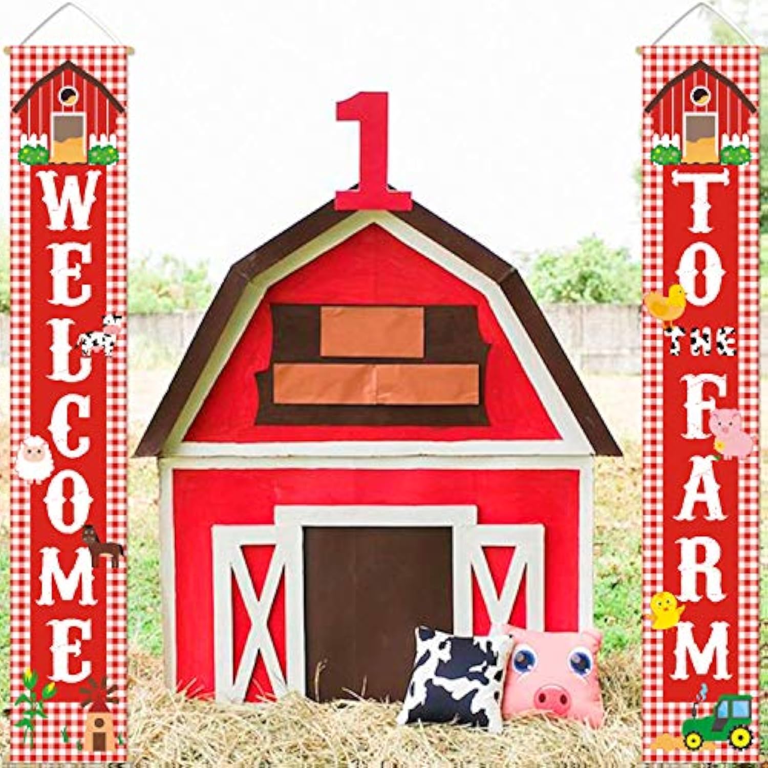 12x71" Farm Animal Porch Banner Barnyard Door Decorations for Party/Baby Shower