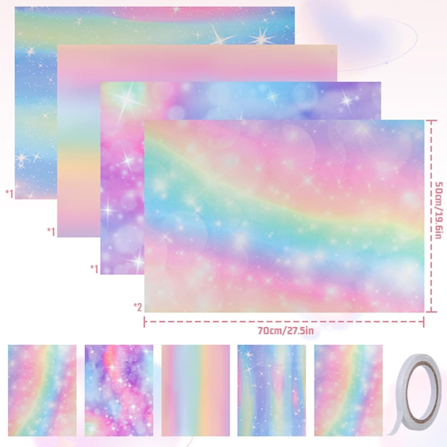 Girls Christmas Wrapping Paper, Birthday Wrapping Paper In Gradient Rainbow, Popular Gift Wrapping Papers For Birthday, Wedding, Anniversary, Wedding, Anniversary, Gift Wrapping Supplies - 27.6X19.7 Inch