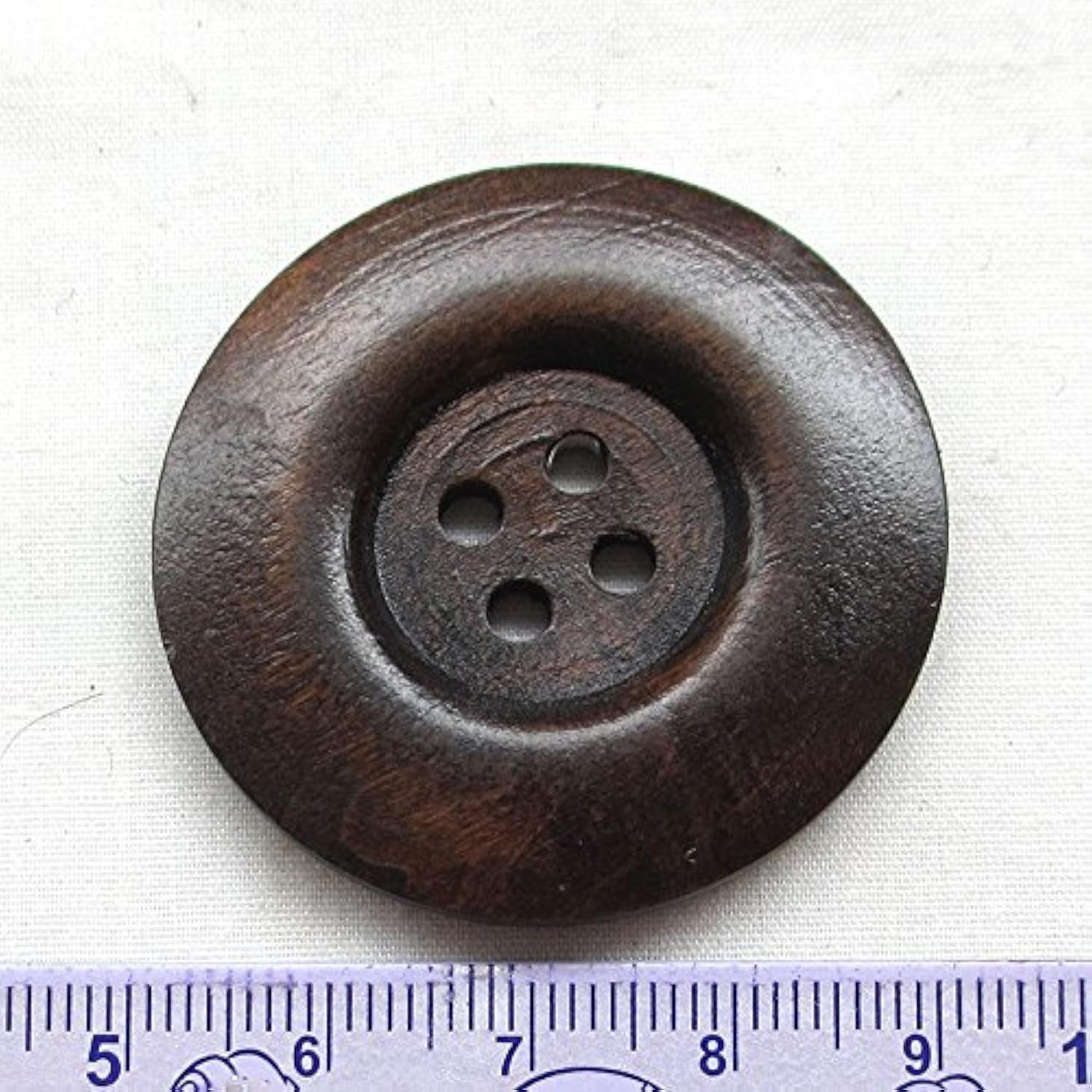 30Pcs 40Mm Brown Round Wood Buttons 4 Holes Craft Sewing Button