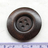 30Pcs 40Mm Brown Round Wood Buttons 4 Holes Craft Sewing Button
