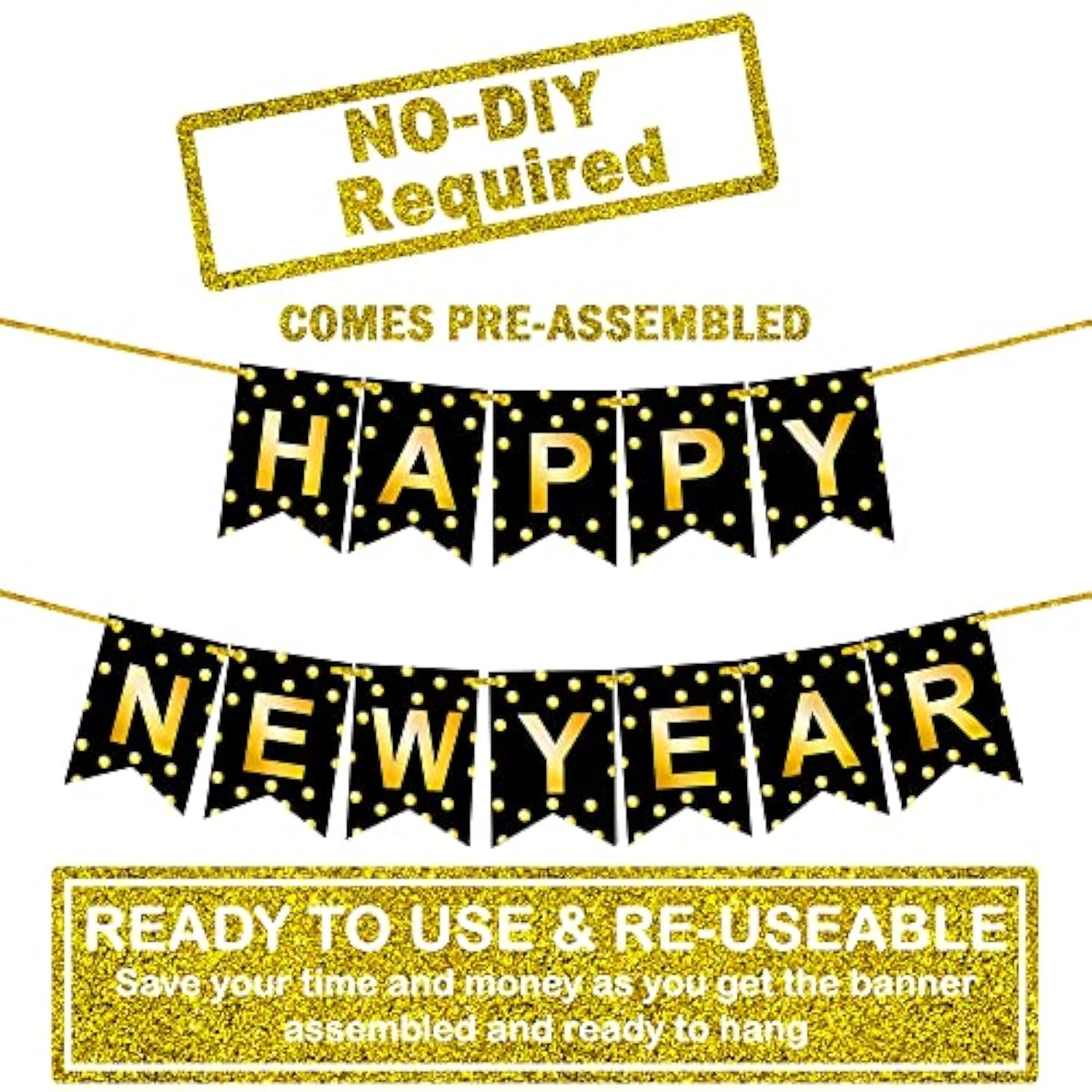 Happy New Year 2026 Banner 10ft Backdrop New Years Eve Party Decorations