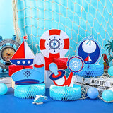 9 Pcs Nautical Baby Shower Decorations Nautical Baby Boy Honeycomb Cen