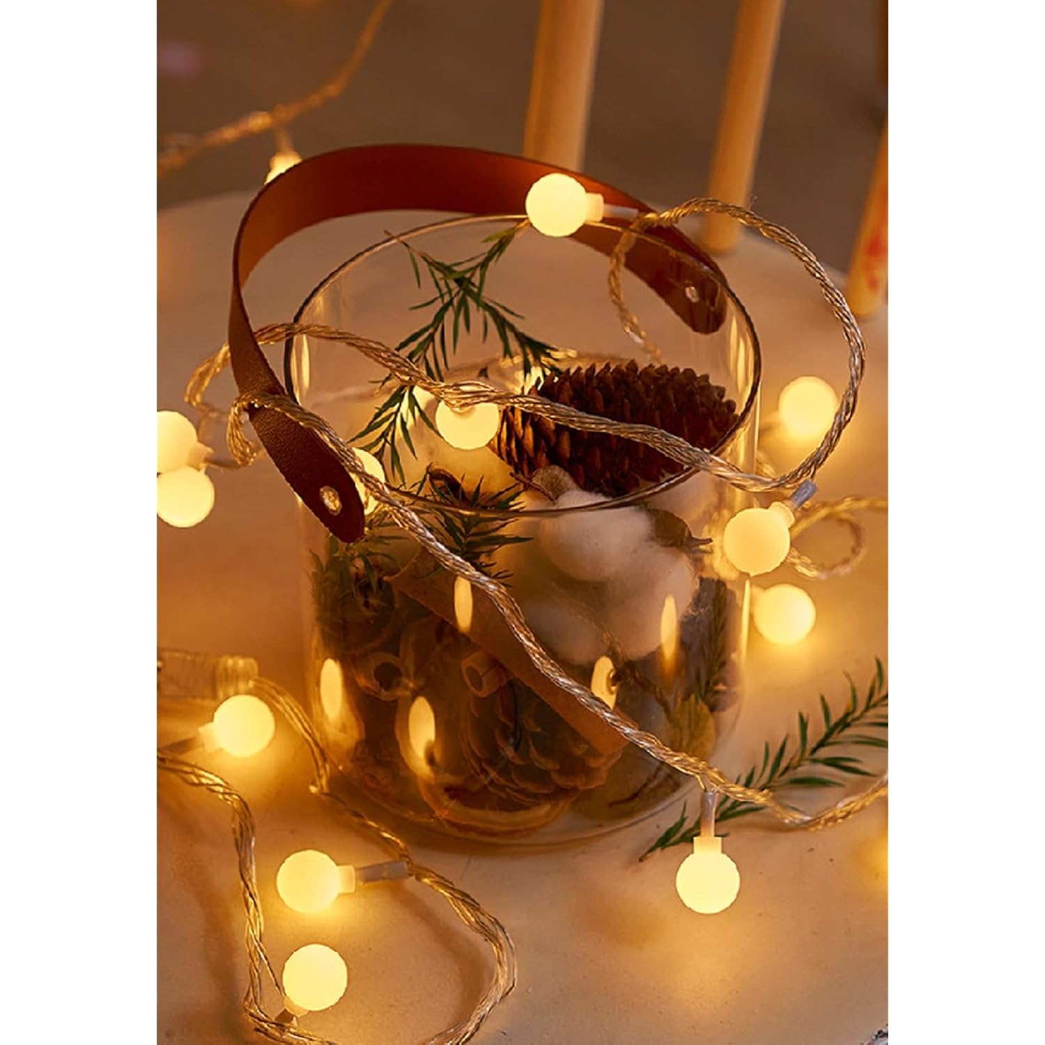 Globe String Lights, 10Ft 20 Led Usb Powered Globe Fairy String Lights Warm White For Birthday Party Wedding Christmas H