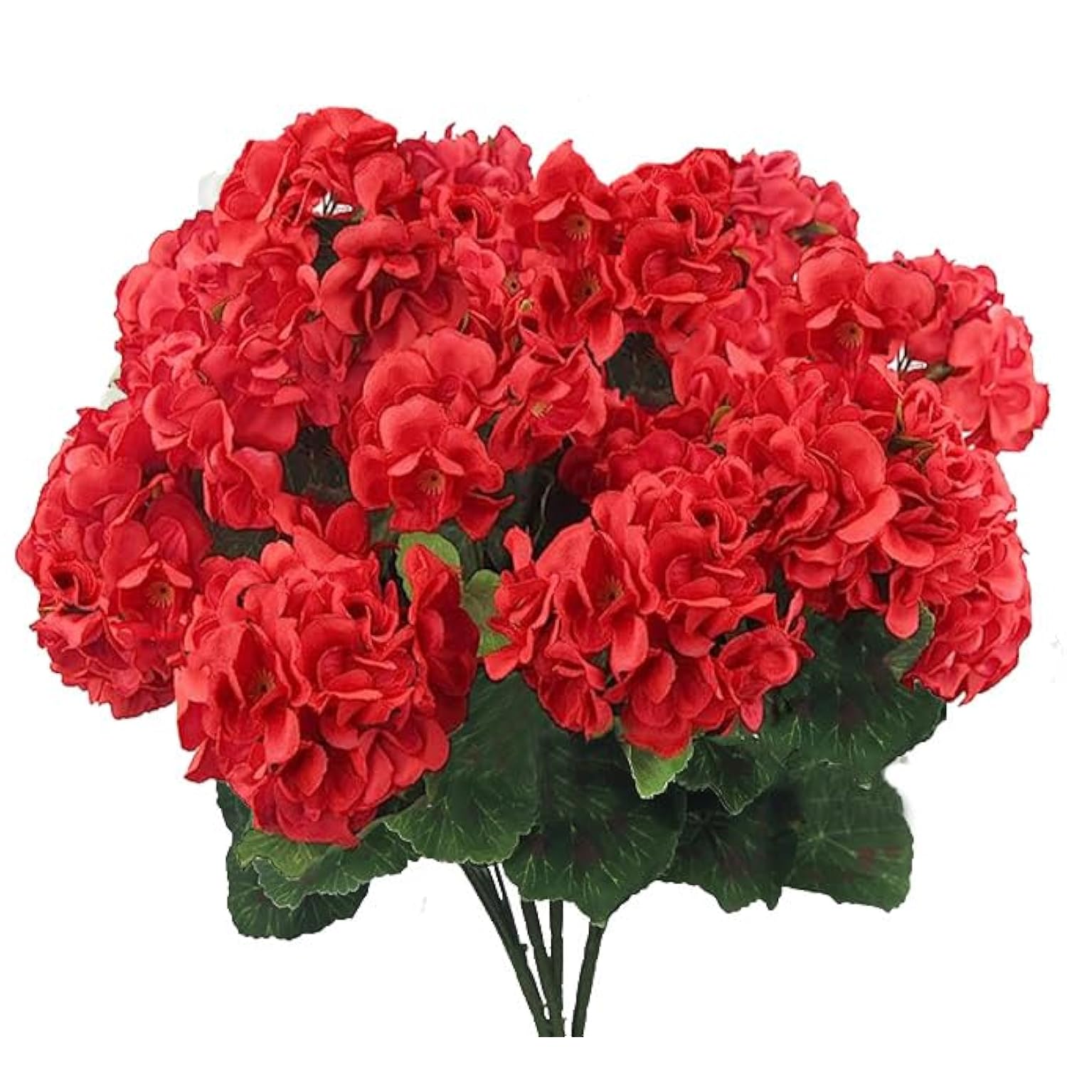 4Pcs Artificial Red Geranium Silk Flowers Outdoor Plant Bush Faux Flowers Geraniums For Floral Home Decor Outdoor Indoor Garden Patio Grave Cemetary Vase Table Centerpiece