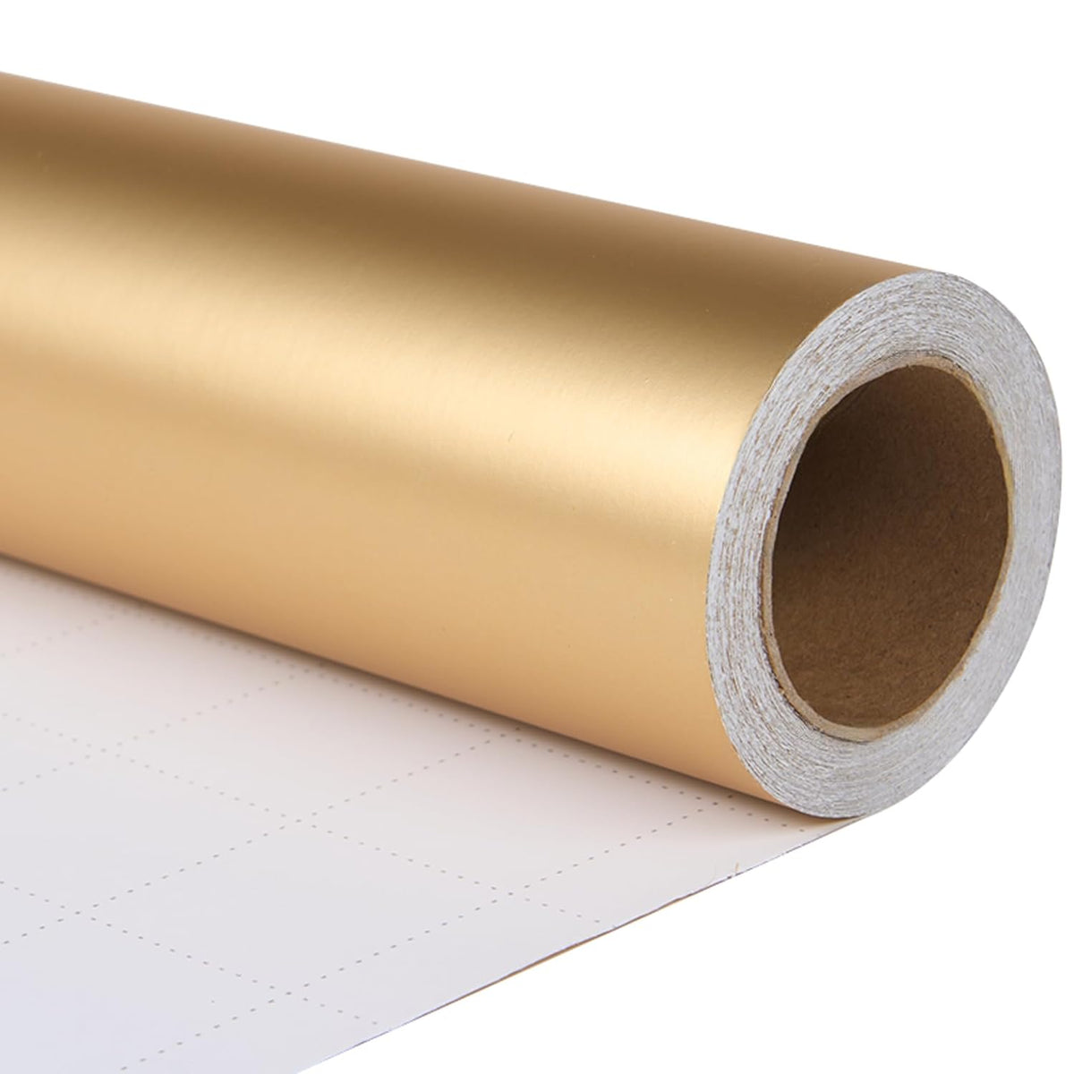 Metallic Gold Wrapping Paper Roll With Cut Lines - Solid Gold Holiday Gift Wrap For Graduation, Birthdays, Baby Shower, Wedding, Christmas - 17.5 In X 33 Ft (48 Sq. Ft), Easy To Cut