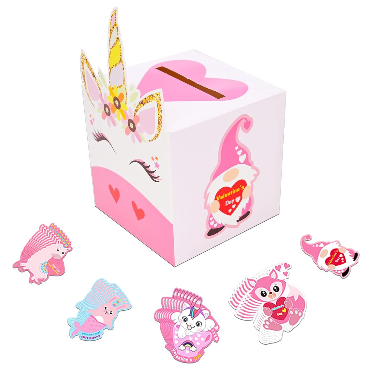 Valentines Boxes For Kids Valentine Box Cards Classroom Mailbox Boys Girls Gifts Exchange & Greeting Valentines Cards For Kids Classroom (1 Mailbox, 32 Valentine Cards, 1 Teacher Card? (Style 2)