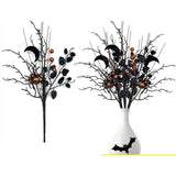4 Pcs Artificial Halloween Floral Picks Purple Orange Black Berry Stems Halloween Tree Branches For Flower Arrangemant Table Centerpiece Halloween Diy Crafts Festival Home Decoration (Black)