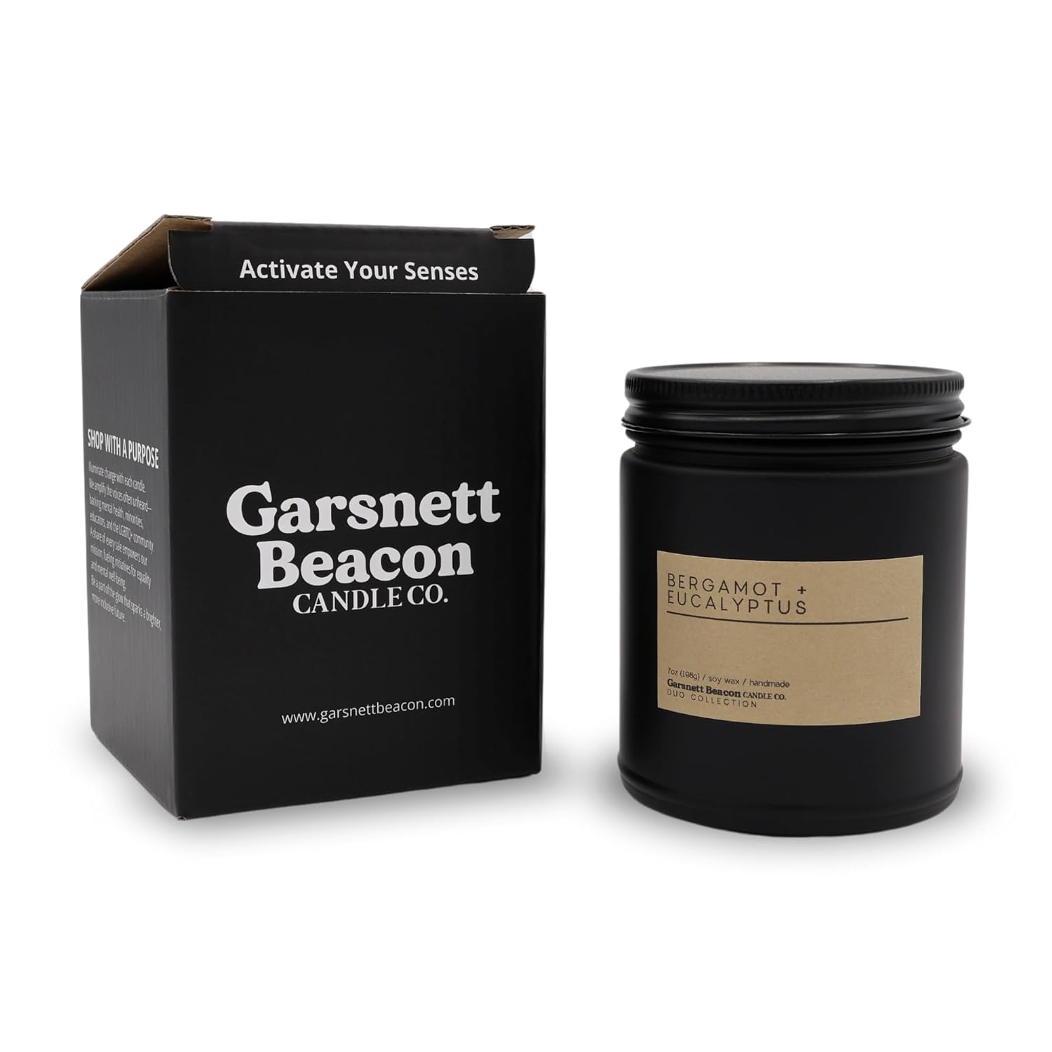Bergamot + Eucalyptus | Luxury Scented Matte Black Jar Soy Candle With Box | Hand Poured In The Us | Highly Scented & Long Lasting