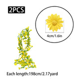 2 Strands Yellow Daisy Garland 13 Ft Artificial Flower Garland Hanging Daisy String, 1.6 Inch Flower