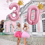 40 Inch Pink Number 3 & Mini Crown Balloon For Birthday Party Decorations, 3Rd Birthday Party Decorations Pink Theme Party Balloons Decorations Supplies