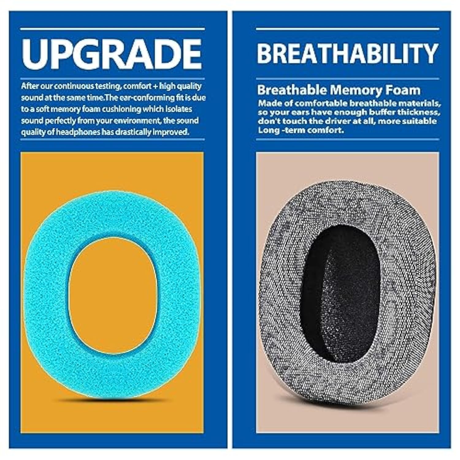 Ath M70X Ear Pads - Replacement Ear Cushion Compatible With Ath-M70X Headphones I Thicker Memory Foam (Grey Fabric)