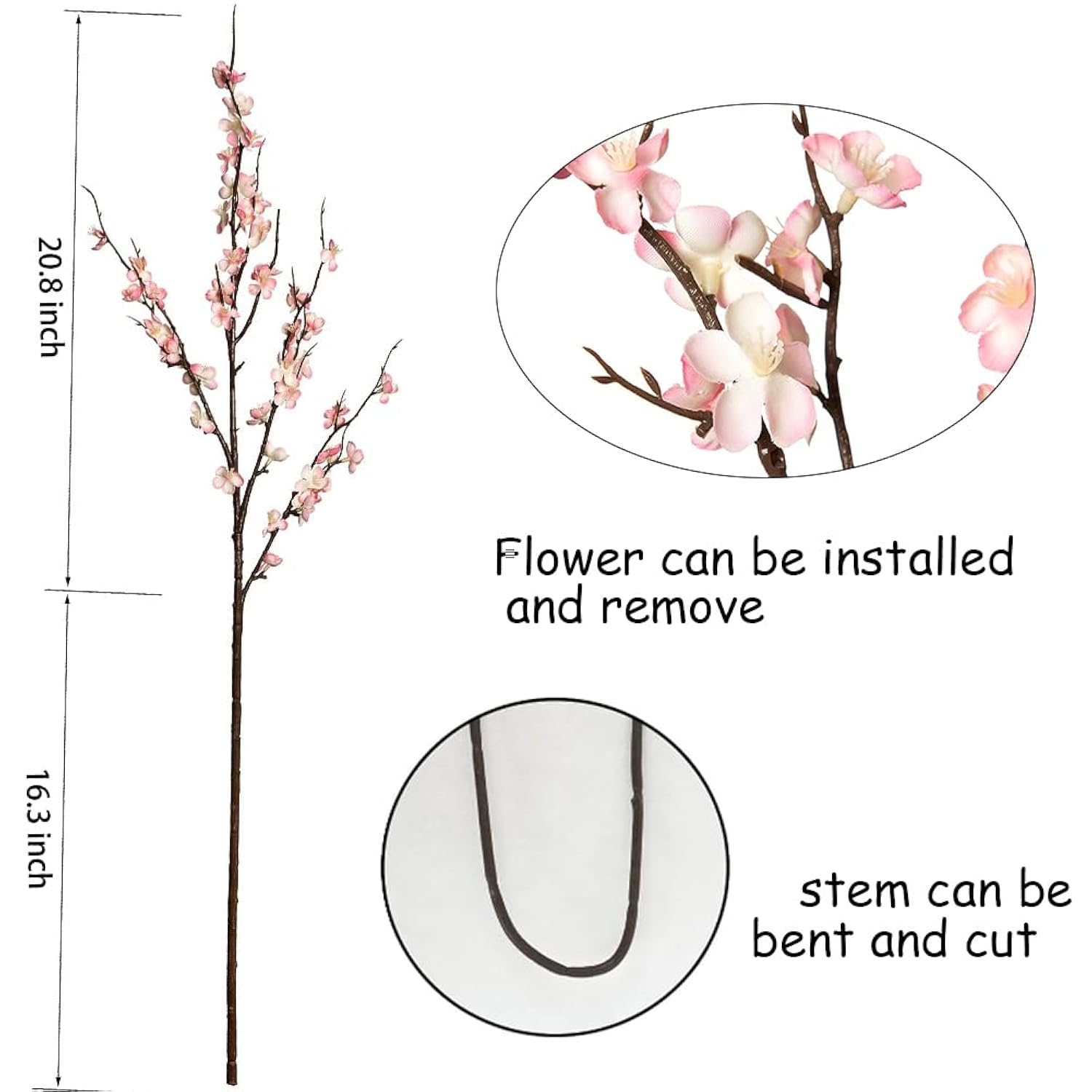 Plum Blossom Branches, Faux Flowers Greenery Stems Branches Stems For Vase, 39" Long Stem Artificial Flowers Leaves Bouquet Decorations For Wedding, Living Room, Home, Hotel 4Pcs