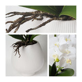 Orchid Artificial Orchids Flowers With Vase White Phalaenopsis Plant Silk Faux Orchids Fake Flowers Arrangements For Home Decoration Living Room Office Bedroom Bathroom Kitchen Dining Room