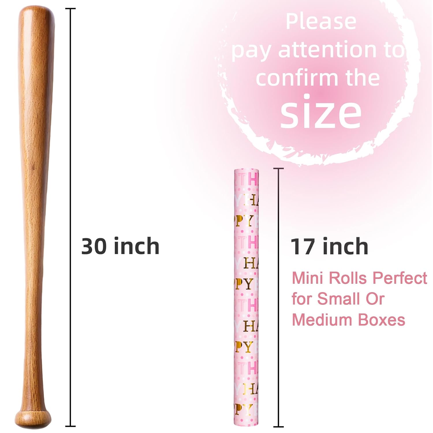Girl Birthday Wrapping Paper Roll, Pink And Gold Wrapping Paper, Gold Foil Girly Happy Birthday Lettering Design Pink Gift Wrap For Girls Women, Baby Shower, Christmas(17 Inch X 33 Feet)