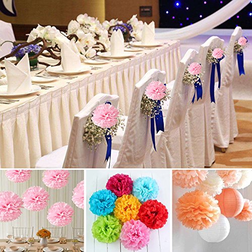 10pcs Tissue Hanging Paper Pom-poms Flower Ball Wedding Party Outdoor Decoration, Premium Tissue Paper Pom Pom Flowers Craft Kit(Pink)