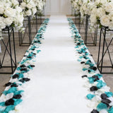 900 Pcs Teal And Black Artificial Rose Petals - Aqua Turquoise White Silk Flower Petals For Wedding Aisle Decor, Gothic Party Table Scatters, Centerpiece Fillers, Bridal Shower & Flower Girl Baskets
