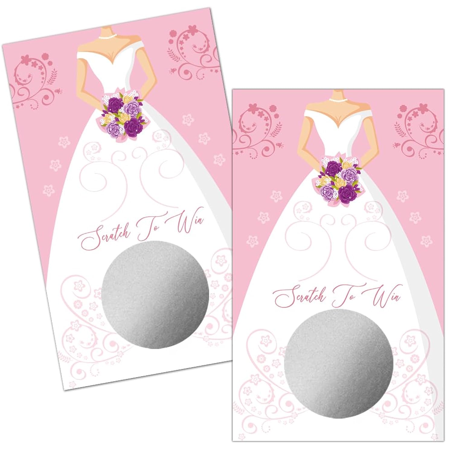 50 Pack Bouquet Wedding Dress Bridal Shower Scratch Off Game Cards For Country Wedding, Bridal Shower, Bridal Lottery Tickets, Wedding Shower Ideas, Bachelor Party Games, Baby Shower