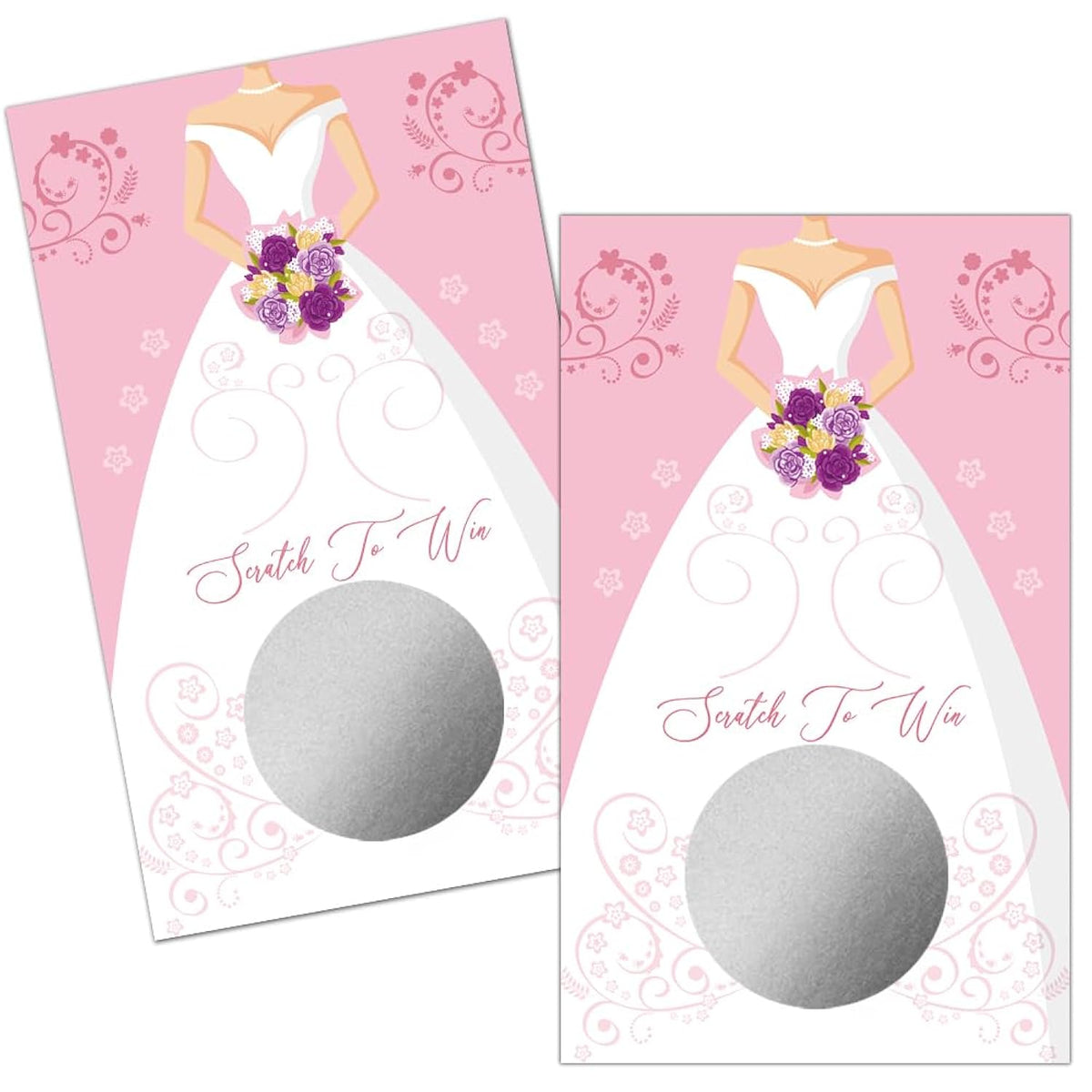 50 Pack Bouquet Wedding Dress Bridal Shower Scratch Off Game Cards For Country Wedding, Bridal Shower, Bridal Lottery Tickets, Wedding Shower Ideas, Bachelor Party Games, Baby Shower