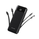 Slim 10000mAh Portable Charger with Built-in Cables, 6 Outputs for iPhone, Android