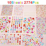 2774Pcs Gem Stickers Jewels For Crafts - Self Adhesive Rhinestone Jewel Stickers, Stick On Gems Rhinestones For Crafts, Acrylic Bling Heart Stickers, Craft Supplies For Kids