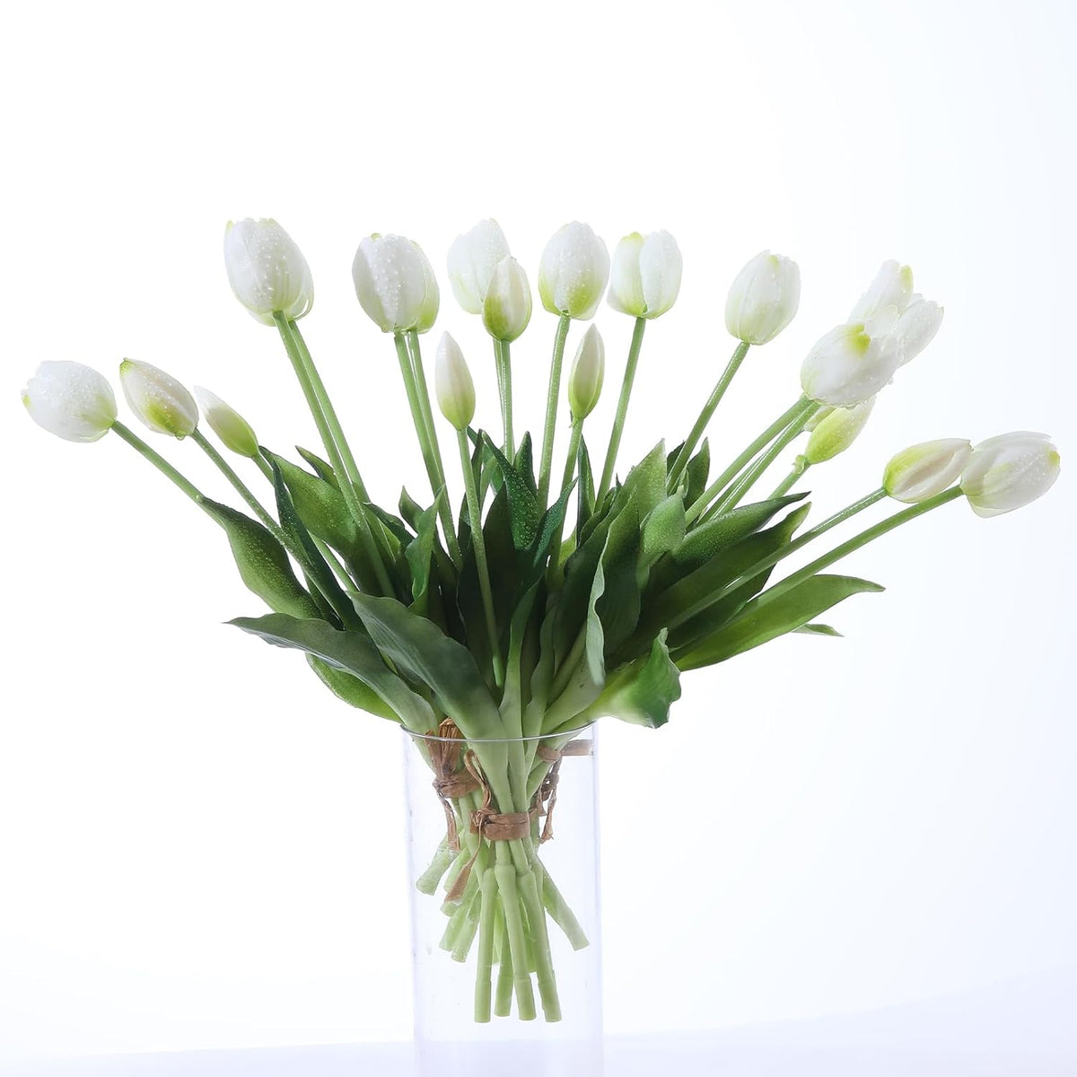 10Pcs White Fake Tulips Artificial Flowers Real Touch Latex Faux Tulips Uv Resistant Fake Flowers Bouquet For Table Home Decor Party Wedding Garden Decoration