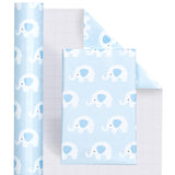 30 Inch Baby Shower Wrapping Paper Roll - Cute Baby Blue Elephant Design For Baby Shower, Birthday, Holiday, Party - 30 Inch X 33 Feet
