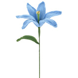 1-Pack Crochet Flowers, Knitted Artificial Wool Lily For Mother'S Day/Wedding/Birthday/Diy Decor, Handmade Knitted Flowers [Blue]