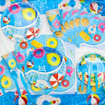 Beach Ball Birthday Party Supplies - Pool Party Decorations Set Includes Happy Birthday Banner, Hanging Swirl, Plates, Cups, Napkins, Tableware, Tablecloth, Balloons - Serves 20