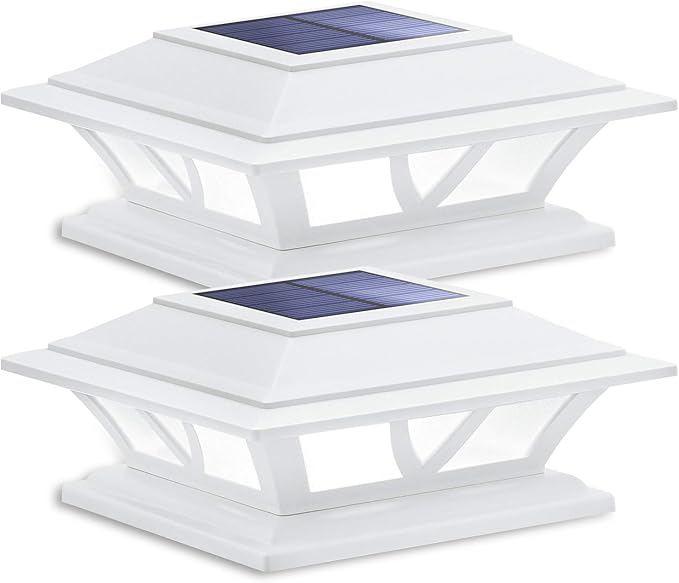 2 Pack Solar Post Lights Outdoor 2 Modes Warm Cool White Fence Deck Cap Lights
