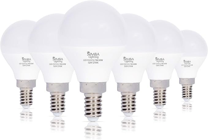 6 Pack G14 LED Light Bulbs 7W 2700K Warm White E12 Candelabra Base