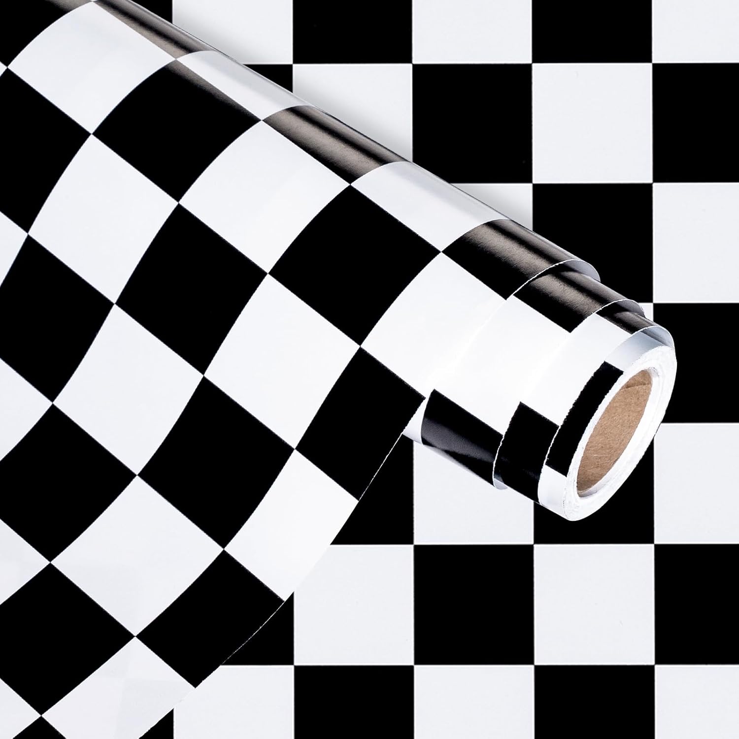 Checkered Flag Wrapping Paper Roll - 17 Inch X 16.5 Feet - Race Car Wrapping Paper For Kids Birthday, Girls Boys Birthday, Baby Shower