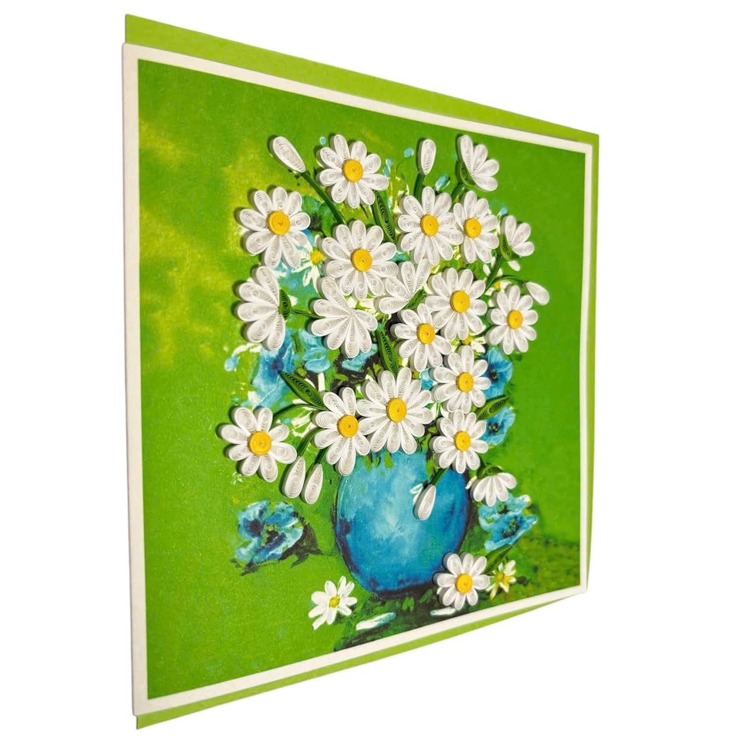 Handcraft 3D Quilling Greeting Card Daisy Flower Design For Him, Her, Friend, Mom, Daughter, Sister For Birthday, Mother'S Day, Anniversaries Blank Inside, Includes Envelope, Ready To Gift
