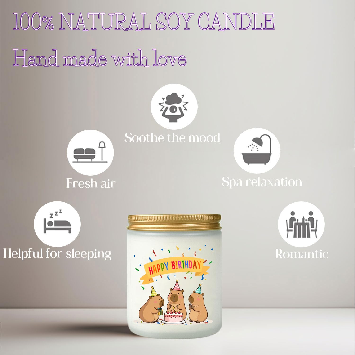 Funny Happy Birthday Candle, Cute Capybara Birthday Gift For Adults And Kids, Handmade Soy Scented Candle For Daughter, Son, Mom, Dad, Friend