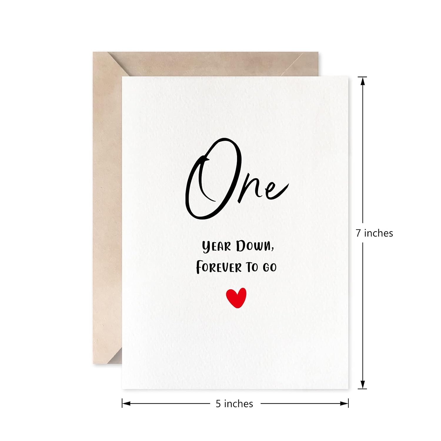 First Year Anniversary Card, One Year Down Forever To Go, Romantic 1St Valentines Day Wedding Card For Husband Wife