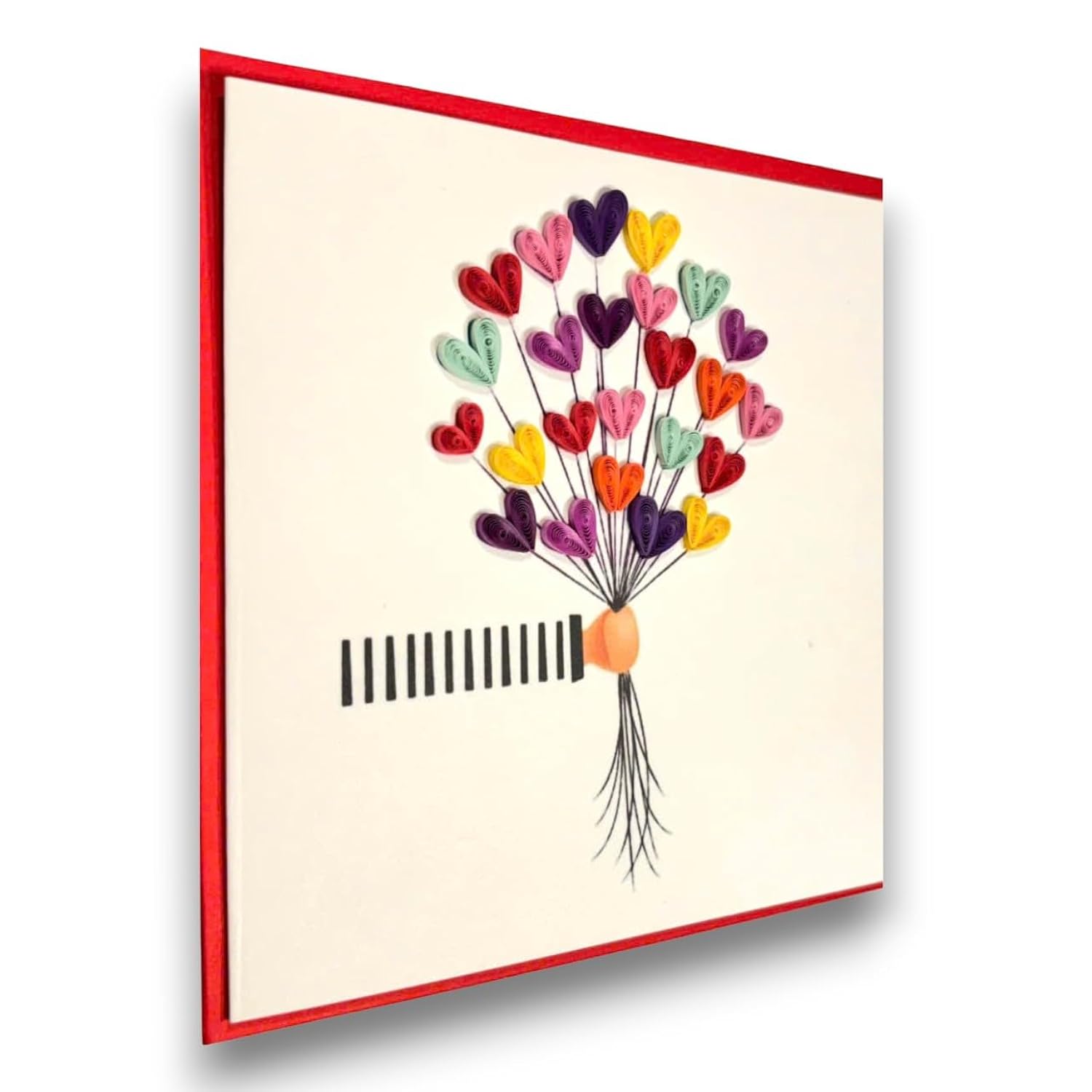 Handmade Quilling Love Card With Heart Balloons In Hand Romantic Design For Her Birthday Anniversary Valentine Keepsake Gift