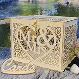 Wedding Card Box With Lock And Card Sign, Wooden Gift Card Box Money Box For Reception Wedding Anniversary Baby Shower Birthday Graduation Party Decorations(Mr & Mrs)