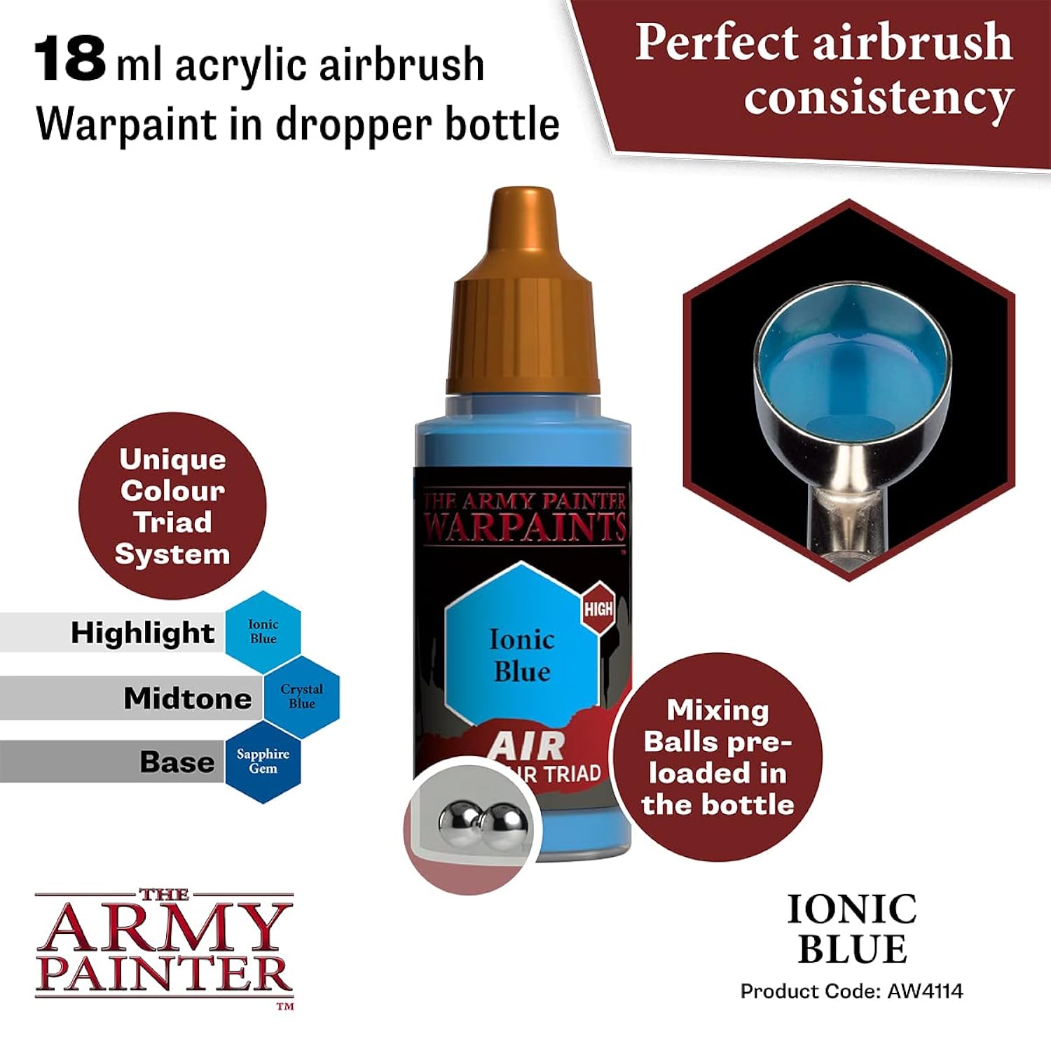 Warpaints Air - Water Based Airbrush Paint – Acrylic Paint And Primer For Tabletop Roleplaying, Boardgames, And Wargames Miniature Model Painting (Ironic Blue)