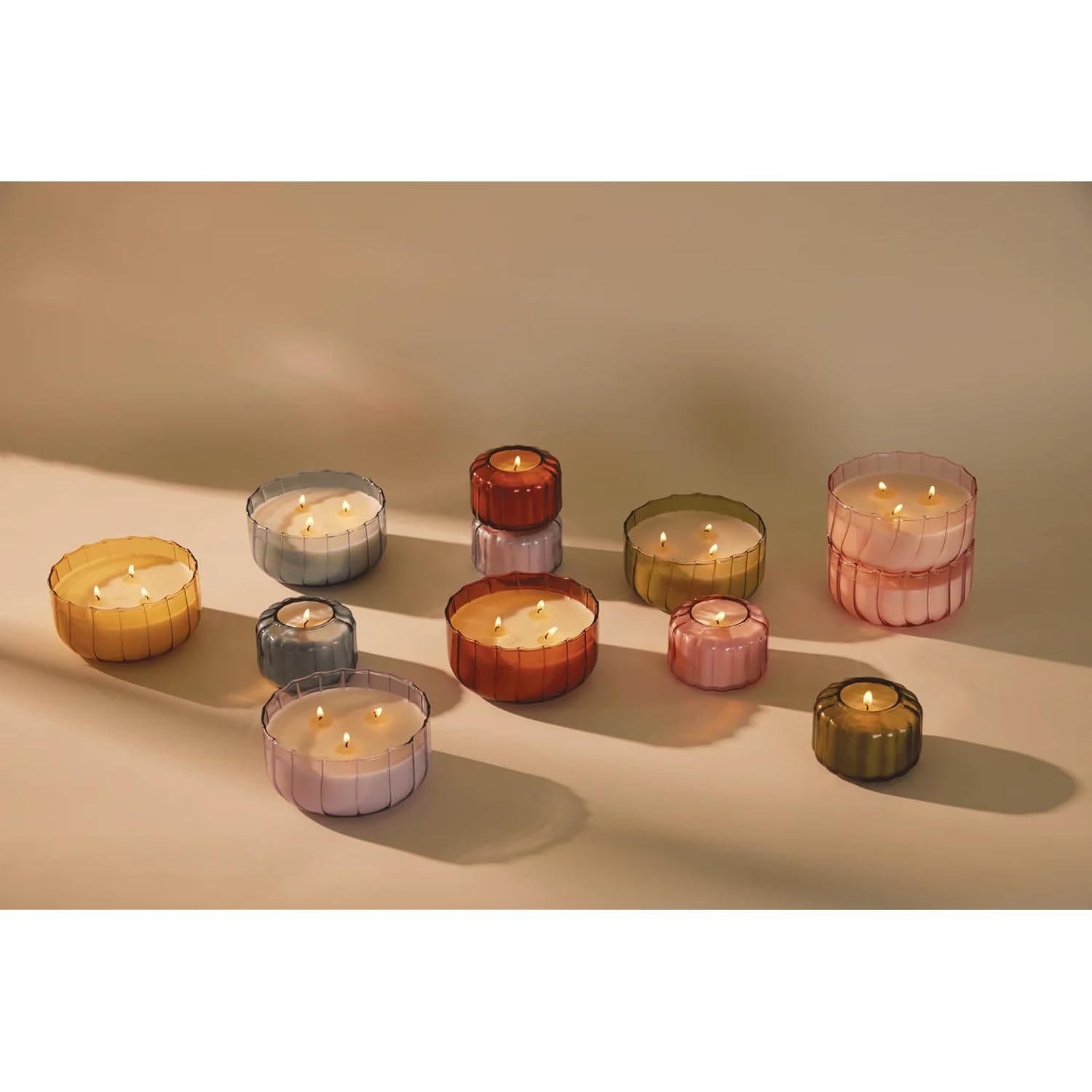 Paddywax Scented Candles Vintage Style Ripple Hand Blown Glass Collection Luxury Artisan Candle, 4.5-Ounce, Lavender - Salted Iris