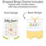 Big Dot of Happiness Baby Neutral - Picture Bingo Cards and Markers - Baby Shower Shaped Bingo Game - Set of 18