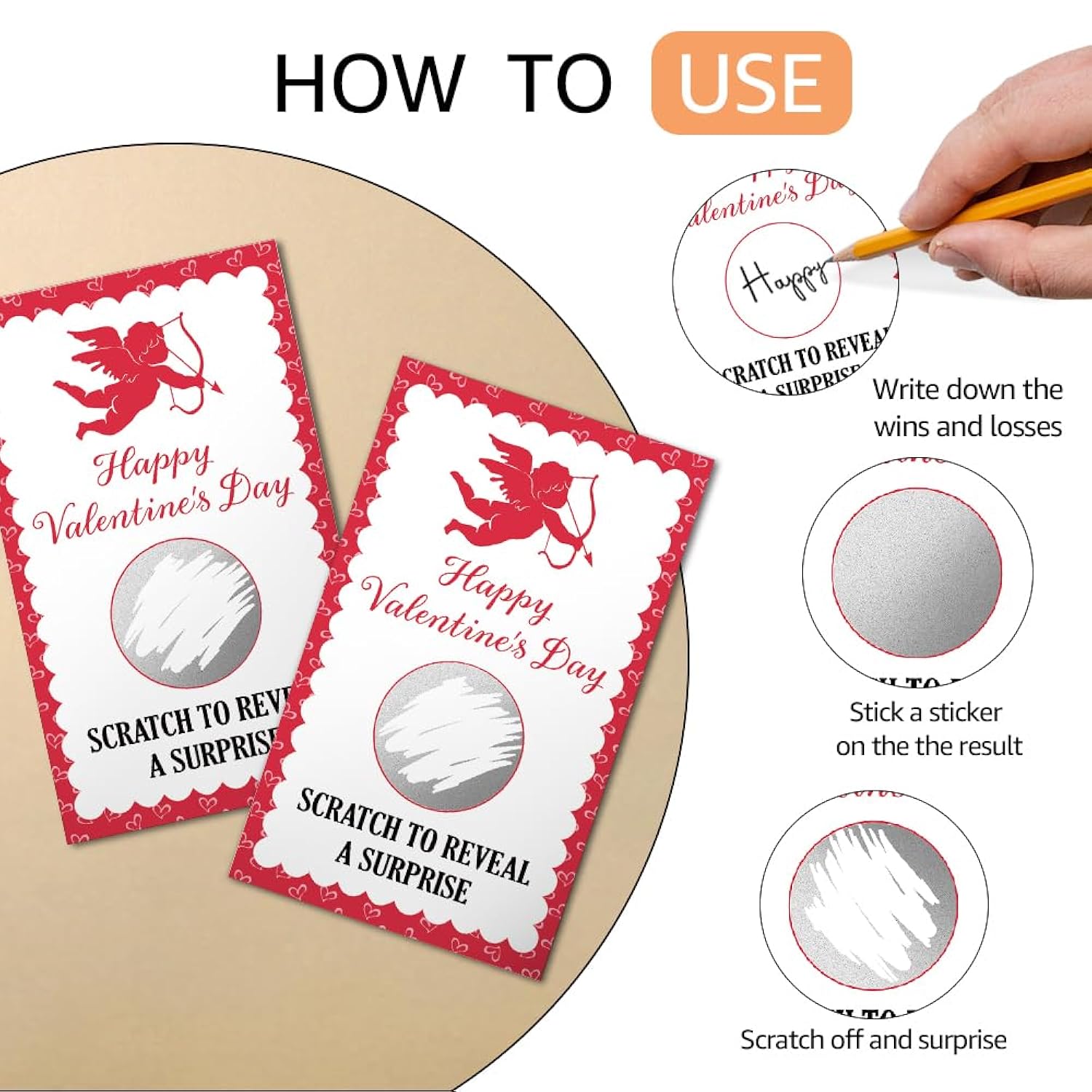 50Pcs Happy Valentine'S Day Blank Scratch Card, Sweet Scratch Off Game For Bachelorette Party, Raffle Tickets Engagement Party Supplies, Lottery Game Couple Gathering For Group Activity