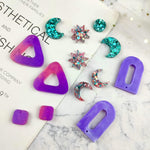 Multi Piece Dangle Earrings Silicone Mold, Geometric Moon With Connector Earrings Resin Molds, Jewelry Casting Molds For Epoxy Resin
