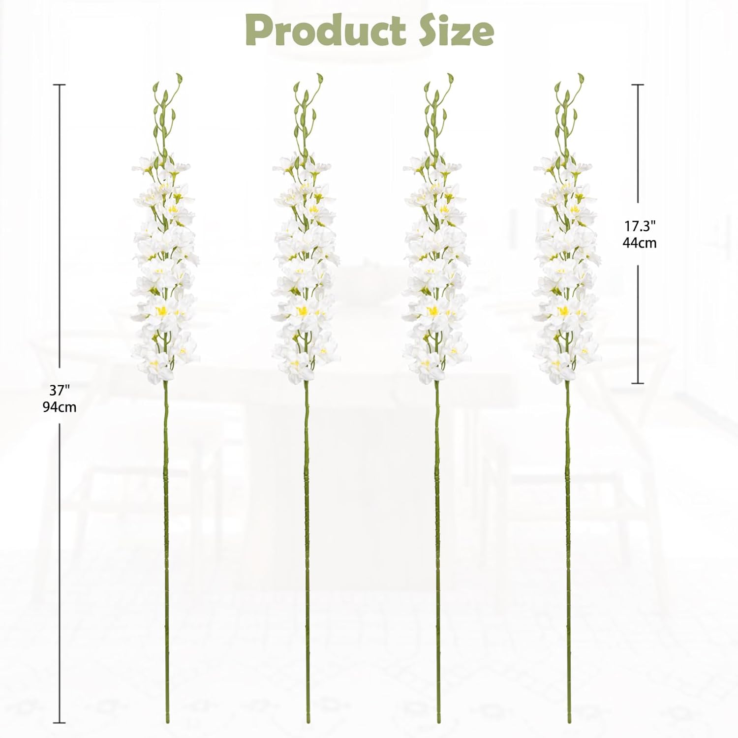 37'' White Delphinium Artificial Flowers Larkspur Faux Silk Bouquet For Tall Vases, Home & Wedding Floral Arrangements Indoor Decor,Delphinium Bulk Set For Centerpieces Garden Decorations