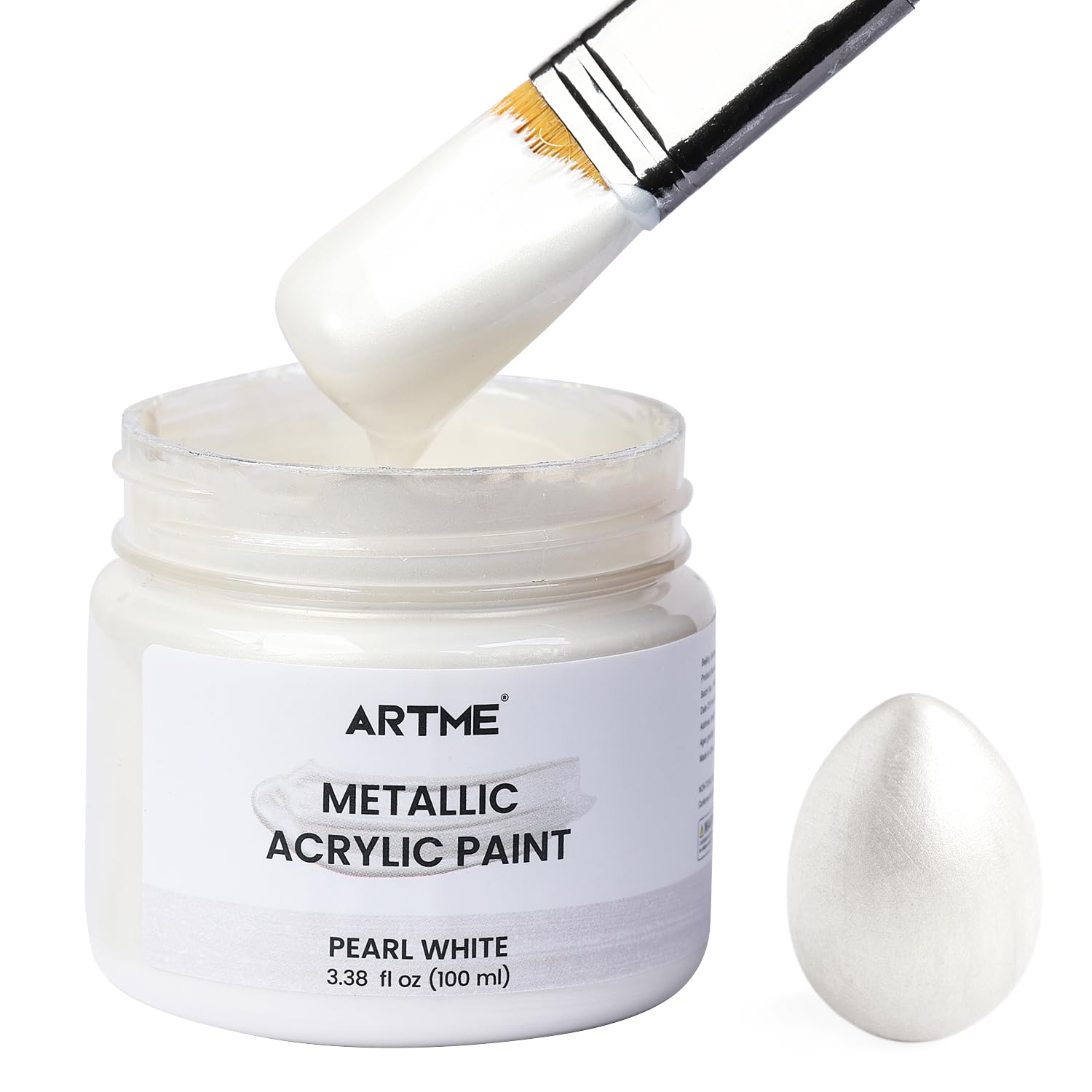 Acrylic Paint Metallic Pearl White, 100Ml Pearl Paint For Art Painting, Hand-Crafts, Non-Toxic, Non-Fading Pearlescent Acrylic Paints Ideal For Canvas, Wood, Fabric, Furniture, Ceramic, Stone Craft Supplies