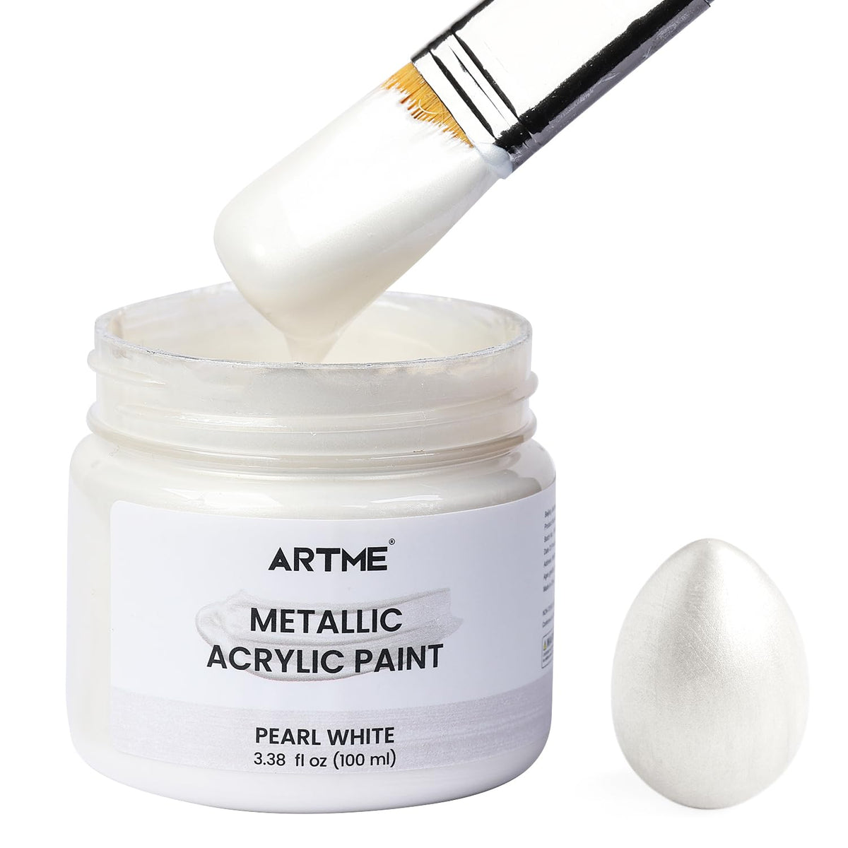 Acrylic Paint Metallic Pearl White, 100Ml Pearl Paint For Art Painting, Hand-Crafts, Non-Toxic, Non-Fading Pearlescent Acrylic Paints Ideal For Canvas, Wood, Fabric, Furniture, Ceramic, Stone Craft Supplies