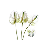 26 "Artificial Anthurium Lily Flowers Permanent Flower, 3 Pcs Tropical Imitation Plant Flower Bouquets For Table Centerpieces And Bridal Wedding Festival Decor Flower (White)