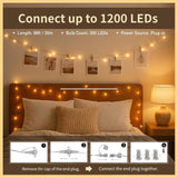98 Ft 300 Led Outdoor Fairy Lights Plug In Connectable Clear Wire With Remote Control, Waterproof String Lights With Tim
